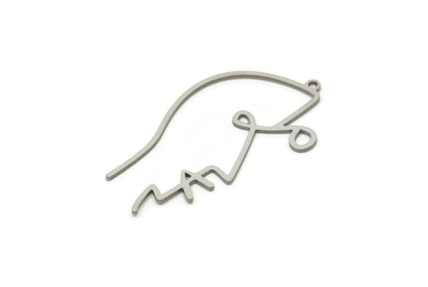 Steel Face Charm, Stainless Steel Face Pendants With 1 Loop, Face Earrings (42x24x0.80mm) SMP1869