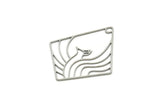 Steel Diamond Charm, Stainless Steel Phoenix Charms With 1 Hole, Bird Charms, Findings (47x39x0.80mm) SMP1855