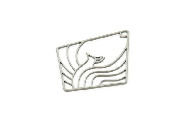 Steel Diamond Charm, Stainless Steel Phoenix Charms With 1 Hole, Bird Charms, Findings (47x39x0.80mm) SMP1855
