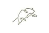 Steel Face Charm, Stainless Steel Man And Woman Face Charms With 1 Loop, Findings (42x28x0.80 - 42x23x0.80mm) SMP1872