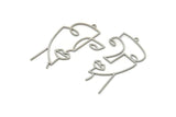 Steel Face Charm, Stainless Steel Man And Woman Face Charms With 1 Loop, Findings (42x28x0.80 - 42x23x0.80mm) SMP1872