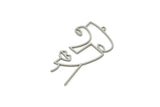 Steel Face Charm, Stainless Steel Man And Woman Face Charms With 1 Loop, Findings (42x28x0.80 - 42x23x0.80mm) SMP1872