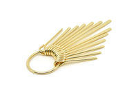 Gold Fringed Earring, Gold Plated Brass Textured Fringed Trim Earring With 1 Loop, Pendants, Findings (62x20mm) E323 H1678