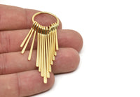 Gold Fringed Earring, Gold Plated Brass Textured Fringed Trim Earring With 1 Loop, Pendants, Findings (62x20mm) E323 H1678