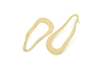 Earring Studs, 4 Raw Brass - Irregular Shaped Stud Earrings - Brass Earrings - Earrings (51x21x1mm) D0679 A5503