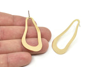 Earring Studs, 4 Raw Brass - Irregular Shaped Stud Earrings - Brass Earrings - Earrings (51x21x1mm) D0679 A5503