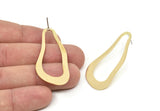 Earring Studs, 4 Raw Brass - Irregular Shaped Stud Earrings - Brass Earrings - Earrings (51x21x1mm) D0679 A5503