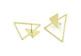 Brass Triangle Earring, 6 Raw Brass Triangle Stud Earrings (31x28.5x1mm) A5494