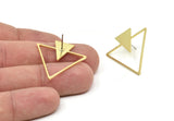 Brass Triangle Earring, 6 Raw Brass Triangle Stud Earrings (31x28.5x1mm) A5494