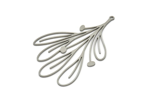 Steel Flower Charm, Stainless Steel Flower Charms With 1 Loop, Charm Pendants, Findings (60x40x0.80mm) SMP1908