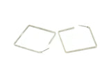 Silver Square Earring, 4 Antique Silver Plated Brass Square Stud Earrings (40x2x1mm) D1623