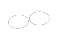 50mm Silver Ring - 6 Silver Tone Brass Circle Connectors (50x1x1mm) BS 1083