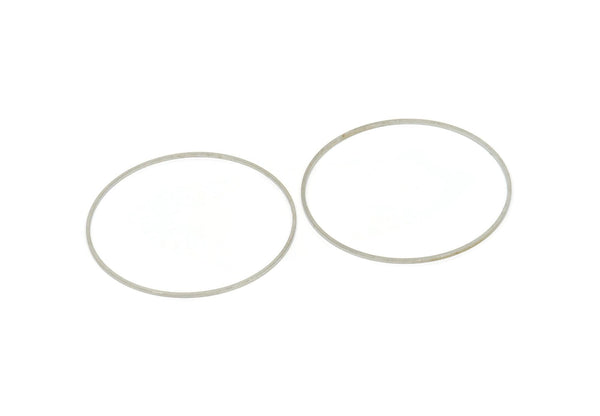 50mm Silver Ring - 6 Silver Tone Brass Circle Connectors (50x1x1mm) BS 1083