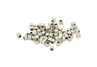 Geometric Spacer Bead, 100 Antique Silver Plated Brass Square Cube Spacer Beads (2.5mm) BS 1145