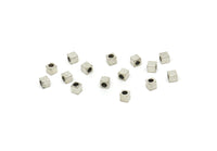 Geometric Spacer Bead, 100 Antique Silver Plated Brass Square Cube Spacer Beads (2.5mm) BS 1145