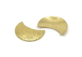 Cambered Textured Moon, 4 Raw Brass Flower Textured Moon Findings (28x14mm) C022