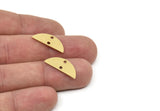 Semi Circle Charm, 12 Raw Brass Half Moon Charms With 2 Holes, Findings (8x21x1mm) A5539