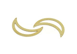 Brass Moon Charm, 6 Raw Brass Moons With 2 Holes, Findings (44x14x0.80mm) R063