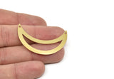 Brass Moon Charm, 6 Raw Brass Moons With 2 Holes, Findings (44x14x0.80mm) R063