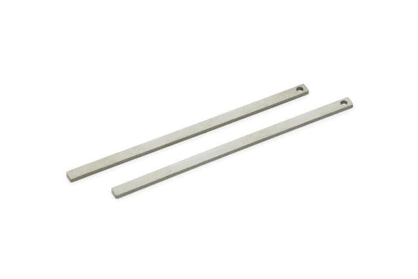 Çelik Çubuk Charm, Paslanmaz Çelik Çubuk Kolye Uçları, 1 Delikli Kolye Çubukları (45x2x0,80 mm) A5849