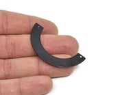 Siyah Geometrik Charm, 2 Delikli 4 Oksitlenmiş Siyah Pirinç Yarım Daire, Geometrik Kolye, Bulgular (50x25x8x0,8 mm) BS 1979