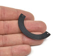 Siyah Geometrik Charm, 2 Delikli 4 Oksitlenmiş Siyah Pirinç Yarım Daire, Geometrik Kolye, Bulgular (50x25x8x0,8 mm) BS 1979