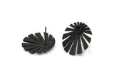 Siyah Güneş Küpe, 2 Oksitlenmiş Siyah Pirinç Yükselen Güneş Bayrağı Küpe - Ped Boyutu 3 mm (19x1,2 mm) N1435