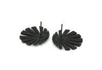 Siyah Güneş Küpe, 2 Oksitlenmiş Siyah Pirinç Yükselen Güneş Bayrağı Küpe - Ped Boyutu 3 mm (19x1,2 mm) N1435