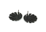 Siyah Güneş Küpe, 2 Oksitlenmiş Siyah Pirinç Yükselen Güneş Bayrağı Küpe - Ped Boyutu 3 mm (19x1,2 mm) N1435
