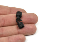6mm Leather Cord Caps, Oxidized Black Brass Leather Cord End, Hook Ends for 6mm Leather Cord (16x14x10mm) N0310