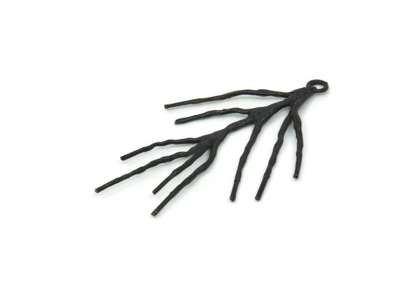 Siyah Dal Tılsımı, 1 Döngülü 4 Oksitlenmiş Siyah Pirinç Ağaç Dalı Tılsımı, Tılsımlar, Bulgular (41 mm) N1229