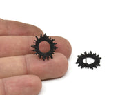 Siyah Yuvarlak Küpe, 4 Oksitlenmiş Siyah Pirinç Yuvarlak Küpe Çivisi (18 mm) N1228