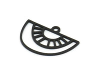 Yarım Daire Charm, 1 Döngülü 24 Oksitlenmiş Siyah Pirinç Yarım Daire Charm, Kolye Charm (12,5x18x0,60 mm) A4292