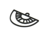 Yarım Daire Charm, 1 Döngülü 24 Oksitlenmiş Siyah Pirinç Yarım Daire Charm, Kolye Charm (12,5x18x0,60 mm) A4292