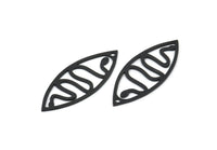 Siyah Markiz Charm, 1 Delikli 6 Oksitlenmiş Siyah Pirinç Yılan Desenli Oval Şekilli Charm (39x15x0,80 mm) A4998
