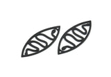 Siyah Markiz Charm, 1 Delikli 6 Oksitlenmiş Siyah Pirinç Yılan Desenli Oval Şekilli Charm (39x15x0,80 mm) A4998