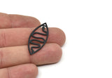 Siyah Markiz Charm, 1 Delikli 6 Oksitlenmiş Siyah Pirinç Yılan Desenli Oval Şekilli Charm (39x15x0,80 mm) A4998