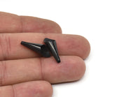 Cone Bead Caps, 12 Oxidized Black Brass Cone Bead Caps, Findings (21x7mm) D0059