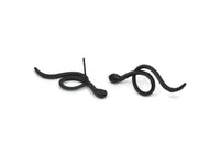 Siyah Yılan Küpe, 4 Oksitlenmiş Siyah Pirinç Yılan Küpe (38x13x2mm) N1593 H1679