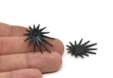 Siyah Rozet Küpe, 2 Oksitlenmiş Siyah Pirinç Rozet Küpe - Ped Boyutu 4 mm (29x25 mm) N1507