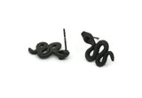 Siyah Yılan Küpe, 4 Oksitlenmiş Siyah Pirinç Yılan ve Ay Küpe (20x11x3mm) N1612 S847