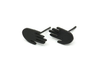 Siyah El Küpesi, 8 Oksitlenmiş Siyah Pirinç El Küpesi (12x7x1mm) N1610 S622