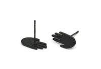 Siyah El Küpesi, 8 Oksitlenmiş Siyah Pirinç El Küpesi (12x7x1mm) N1610 S622