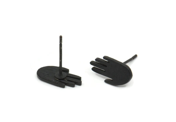 Siyah El Küpesi, 8 Oksitlenmiş Siyah Pirinç El Küpesi (12x7x1mm) N1610 S622