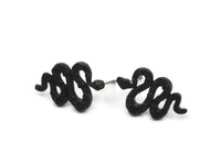 Siyah Yılan Küpe, 4 Oksitlenmiş Siyah Pirinç Yılan ve Ay Evreleri Küpe (19x12x2mm) N1611 S636