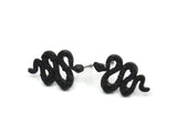 Siyah Yılan Küpe, 4 Oksitlenmiş Siyah Pirinç Yılan ve Ay Evreleri Küpe (19x12x2mm) N1611 S636