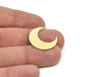 Brass Moon Blank, 8 Raw Brass Crescent Moon Shaped Blanks, Findings (23.5x9x0.80mm) SMP1912
