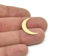 Brass Moon Blank, 12 Raw Brass Crescent Moon Shaped Blanks, Findings (23x5x0.60mm) SMP1914