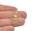 Brass Flower Charm, 12 Raw Brass Flower Charms With 1 Loop, Charm Pendants (30x23x0.80mm) SMP1920 A6898