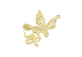 Brass Bird Charm, 6 Raw Brass Bird And Snake Charms With 1 Loop, Findings (40x24x0.60mm) SMP1921